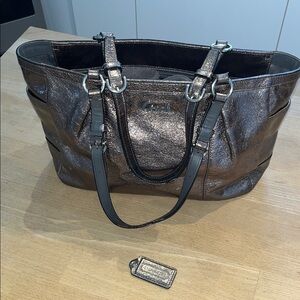 Shimmering Bronze Leather Bag COACH